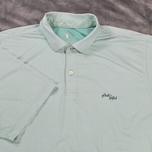 F&G Tech Polo Shirt Mens XL Green Stripe White Witch Stretch Wicking Performance